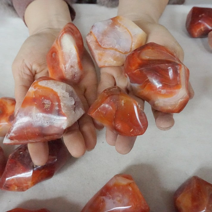 5KG 11LB 35Pcs Natural Red Carnelian Agate Crystal Flame Point Carved Polished Healing