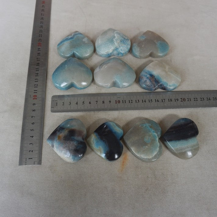 20Pcs 2Kg 4.4LB Natural Rare Trolleite Stone Crystal Heart Mineral Halsjober Carving Wholesales Lot Blue Rock