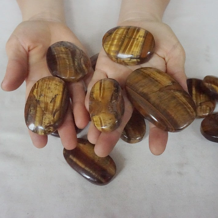 4.4LB 34Pcs Natural Yellow Tiger Eye Quartz Crystal Palm Tumbled Stones Healing Bulk