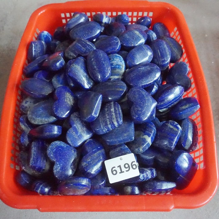 24 Pcs 2KG 4.4LB Natural Lapis Lazuli & Pyrite Crystal Palm Stone and Heart Carved Healing