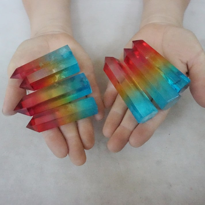 40Pcs 2KG 4.4LB Aqua Aura Rainbow Quartz Crystal Point Tower Titanium Coating Healing