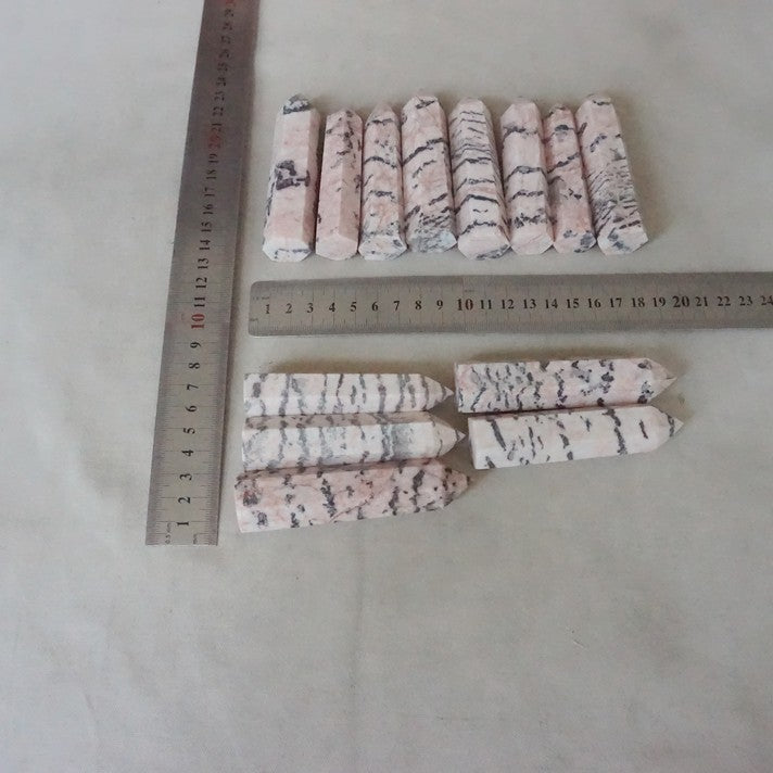 4.4LB 2kg 25Pcs Natural Pink Zebra Rock Jasper Crystal Point Tower Healing Sinkiang
