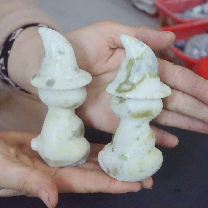10Pcs 2.5KG 5.5LB Natural Cauliflower Jasper Crystal Wizard Cat Carved Sculpture Carvings Healing