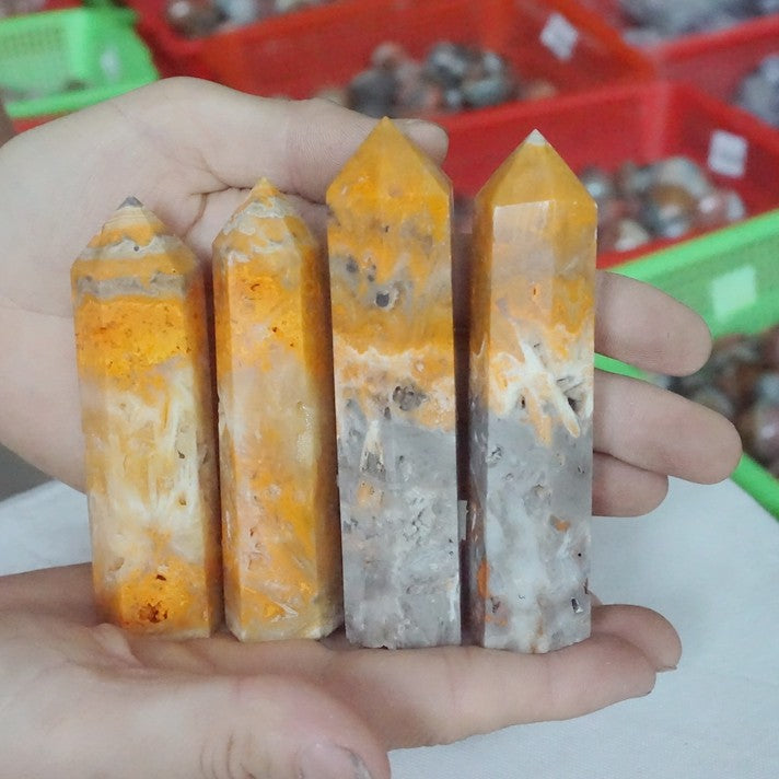 22Pcs 2KG 4.4LB Natural Bumble Bee Jasper Quartz Crystal Point Tower Obelisk Healing