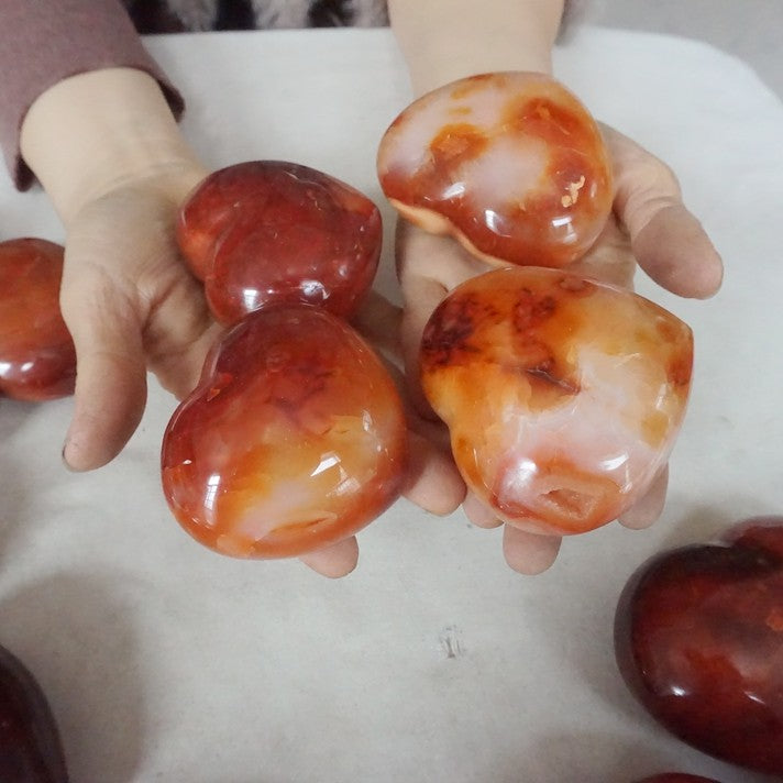 5KG 11LB 20Pcs Natural Red Carnelian Agate Quartz Crystal Heart Carved Healing