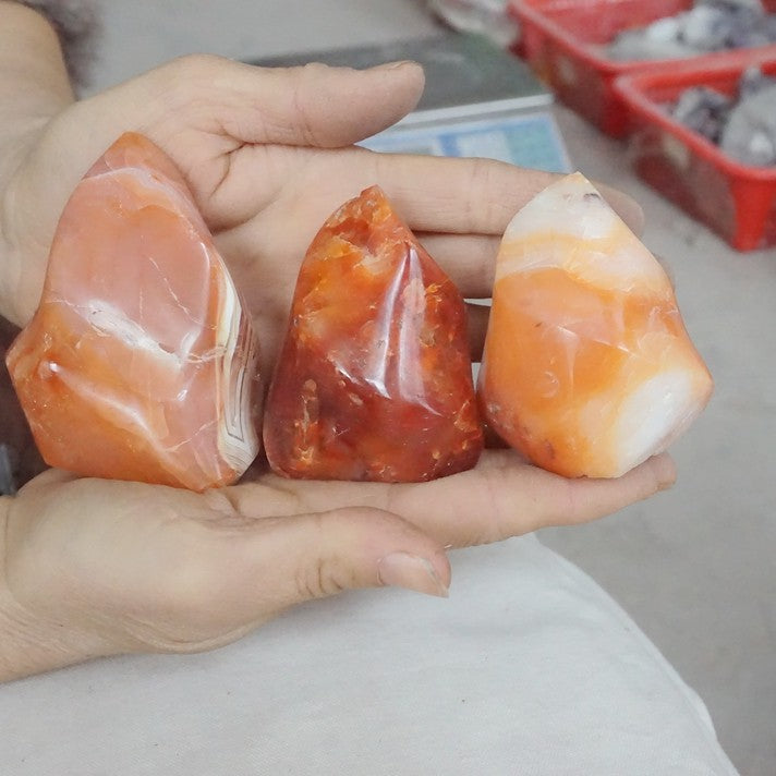 5KG 11LB 35Pcs Natural Red Carnelian Agate Crystal Flame Point Carved Polished Healing