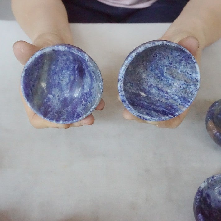 10Pcs 3.3LB Natural Blue Sodalite Stone Quartz Crystal Bowl Carving Healing