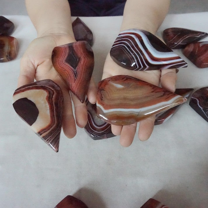 20Pcs 6.6LB Natural Banded Carnelian Agate Crystal Flame Point Carved Healing
