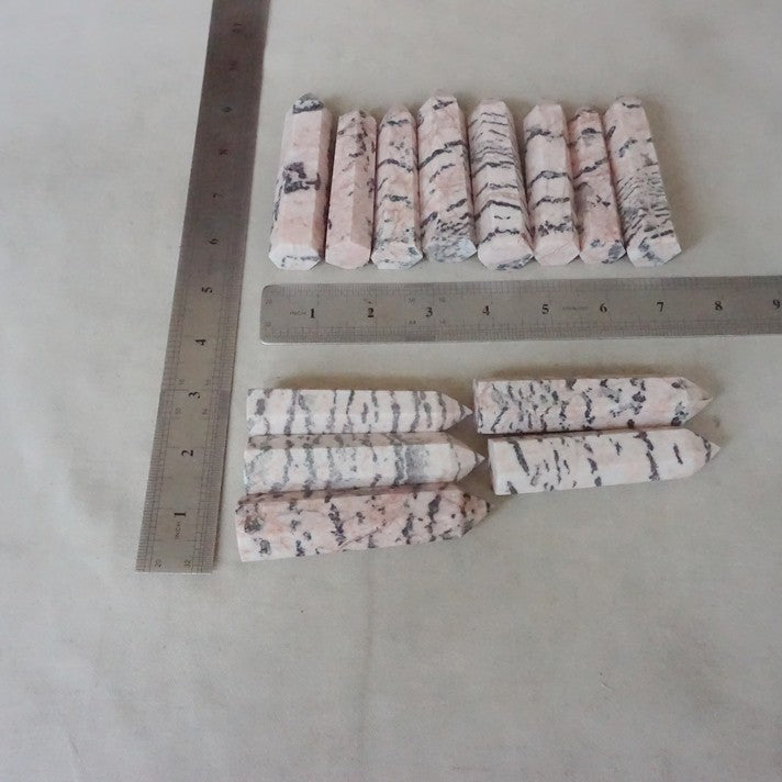 4.4LB 2kg 25Pcs Natural Pink Zebra Rock Jasper Crystal Point Tower Healing Sinkiang