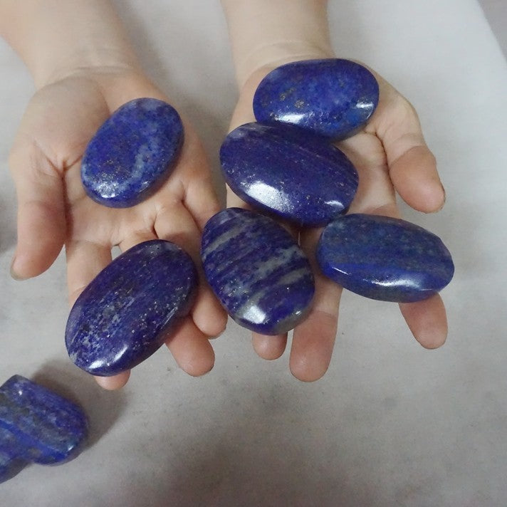 24 Pcs 2KG 4.4LB Natural Lapis Lazuli & Pyrite Crystal Palm Stone and Heart Carved Healing