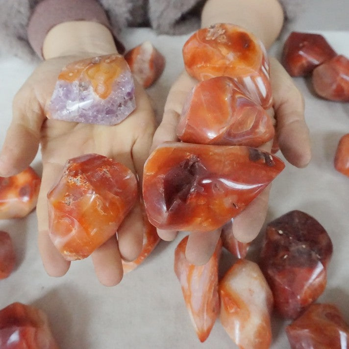5KG 11LB 35Pcs Natural Red Carnelian Agate Crystal Flame Point Carved Polished Healing
