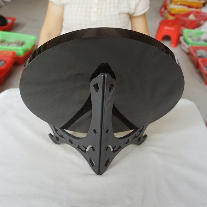 7.6LB 11.6" Big Natural Obsidian Quartz Crystal Mirror Disc Carving Healing 30cm