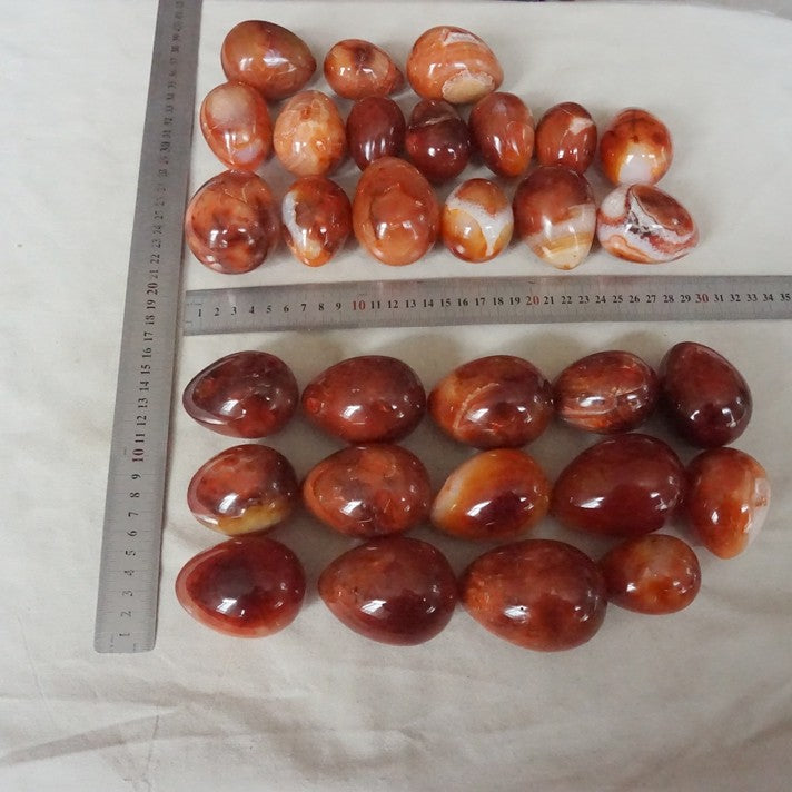 5KG 11LB 30Pcs Natural Red Carnelian Agate Quartz Crystal Egg Carved Polished Healing