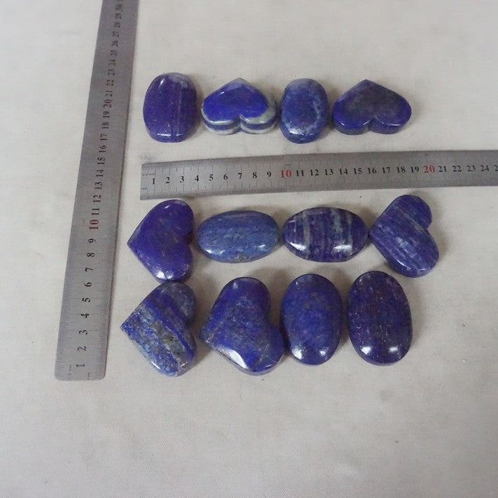 24 Pcs 2KG 4.4LB Natural Lapis Lazuli & Pyrite Crystal Palm Stone and Heart Carved Healing