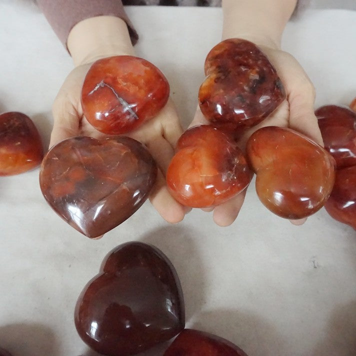 5KG 11LB 20Pcs Natural Red Carnelian Agate Quartz Crystal Heart Carved Healing
