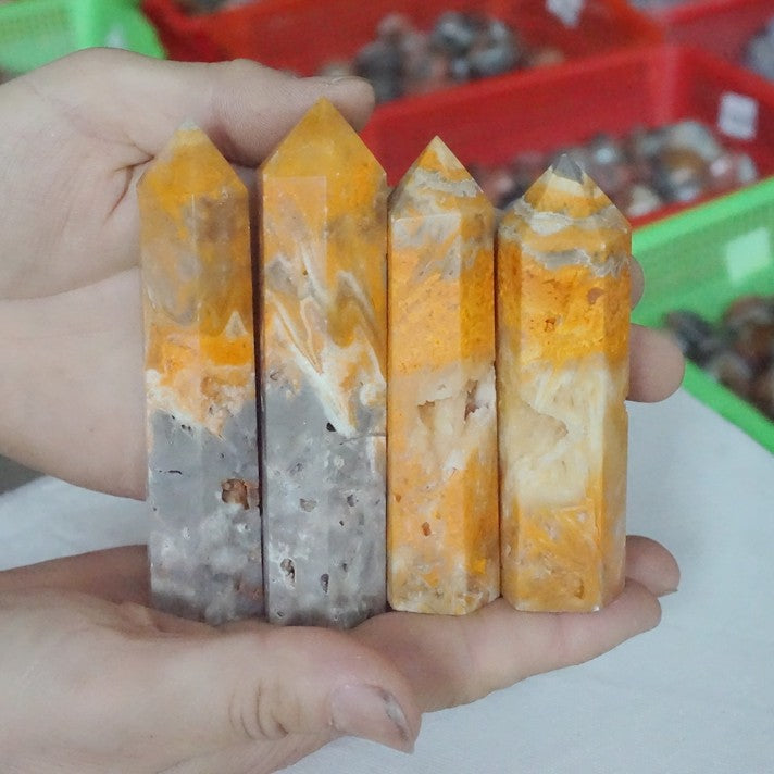 22Pcs 2KG 4.4LB Natural Bumble Bee Jasper Quartz Crystal Point Tower Obelisk Healing