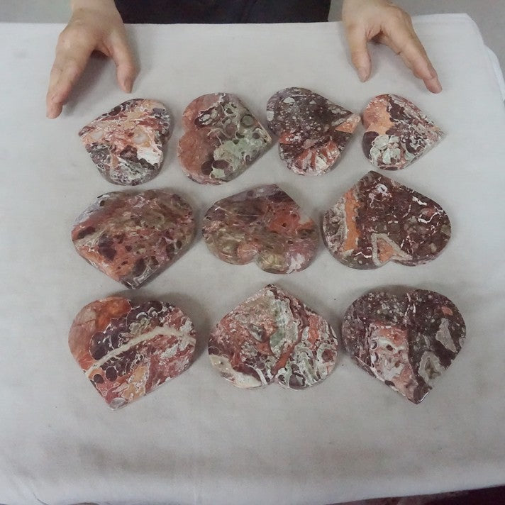 10Pcs 6LB Natural Money Agate Wealth Abundance Crystal Heart Chakra Stone Healing