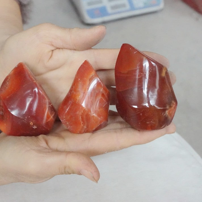 5KG 11LB 35Pcs Natural Red Carnelian Agate Crystal Flame Point Carved Polished Healing