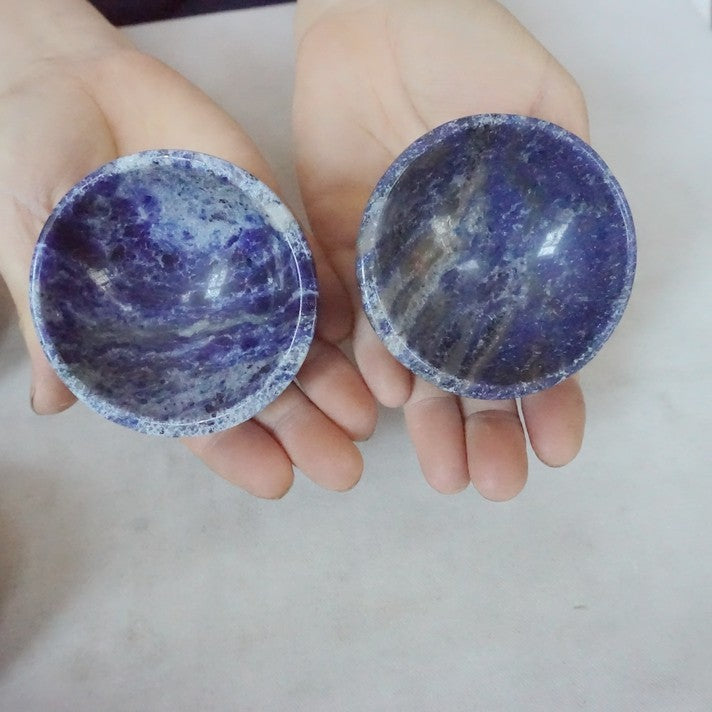 10Pcs 3.3LB Natural Blue Sodalite Stone Quartz Crystal Bowl Carving Healing
