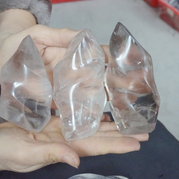 5KG 11LB 25Pcs Natural Clear White Quartz Crystal Flame Point Carved Polished Healing