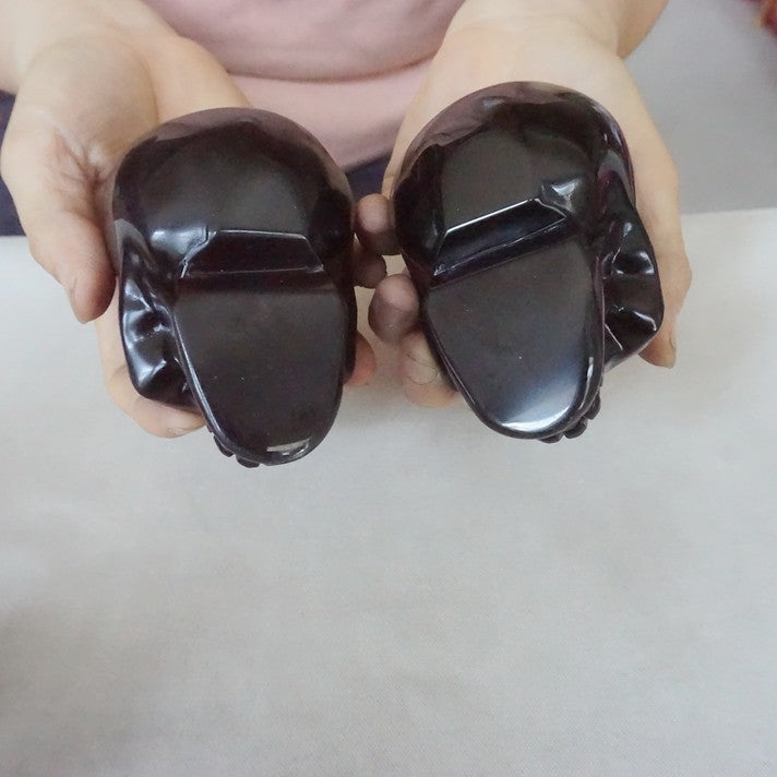 10Pcs 11LB Natural Black Obsidian Quartz Crystal Skull Head Carving Healing 10cm