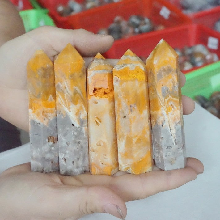 22Pcs 2KG 4.4LB Natural Bumble Bee Jasper Quartz Crystal Point Tower Obelisk Healing