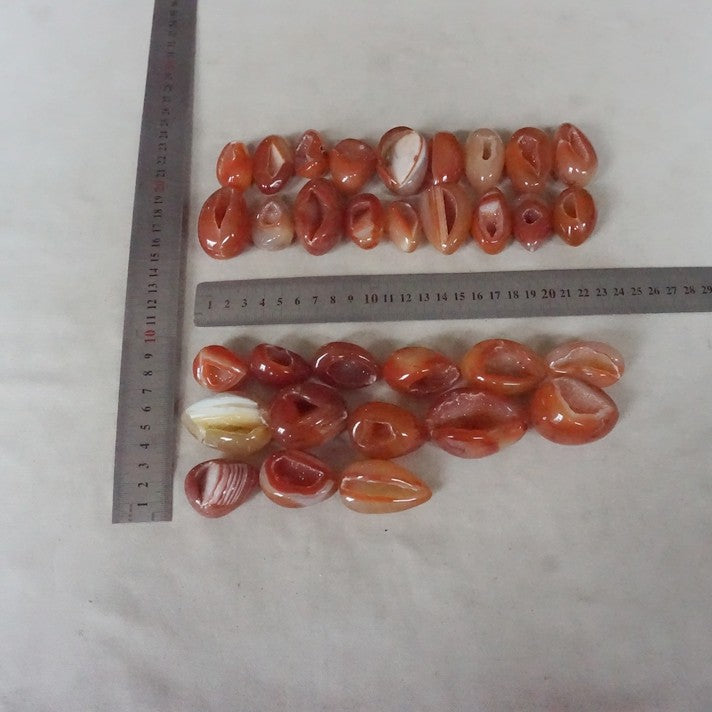 60Pcs 2KG 4.4LB Natural Red Carnelian Agate Crystal Geode Egg Carved Palm Gem Stone Healing
