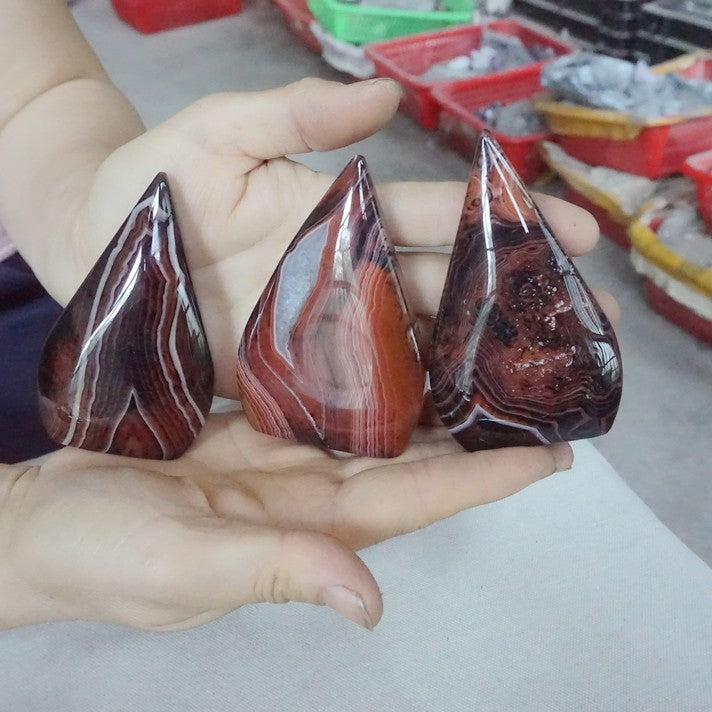 20Pcs 6.6LB Natural Banded Carnelian Agate Crystal Flame Point Carved Healing