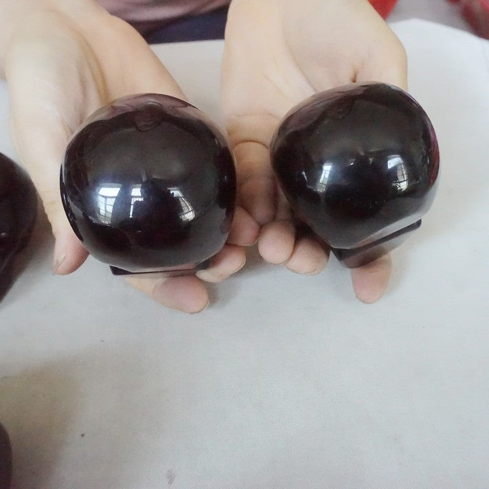 6.8LB 10Pcs Natural Black Obsidian Quartz Crystal Skull Head Carving Healing 8cm