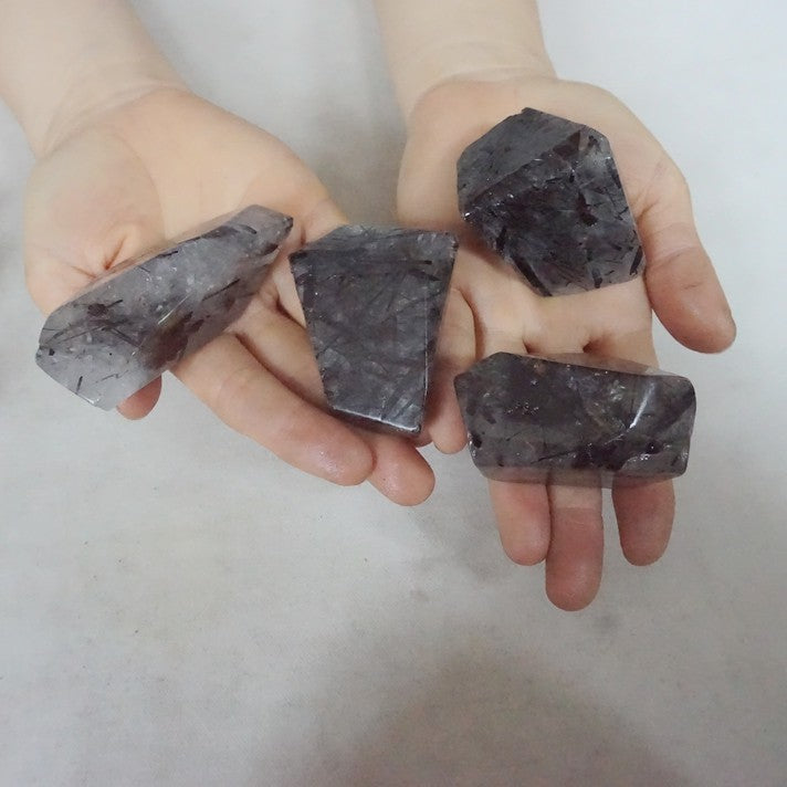 2KG  4.4LB 30Pcs Natural Black Hair Tourmaline Quartz Crystal Stone Tumbled Healing Bulk