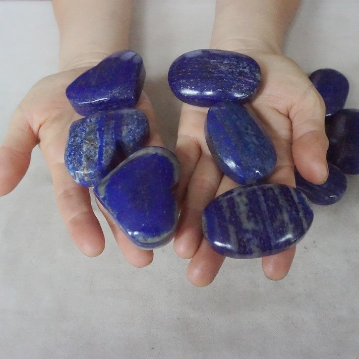 24 Pcs 2KG 4.4LB Natural Lapis Lazuli & Pyrite Crystal Palm Stone and Heart Carved Healing