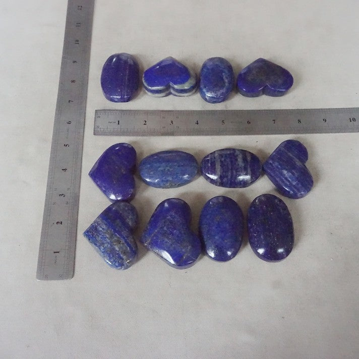 24 Pcs 2KG 4.4LB Natural Lapis Lazuli & Pyrite Crystal Palm Stone and Heart Carved Healing