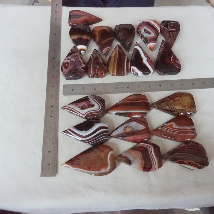 20Pcs 6.6LB Natural Banded Carnelian Agate Crystal Flame Point Carved Healing