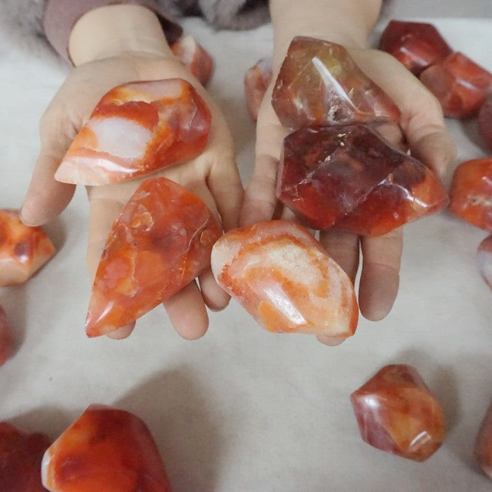 5KG 11LB 35Pcs Natural Red Carnelian Agate Crystal Flame Point Carved Polished Healing
