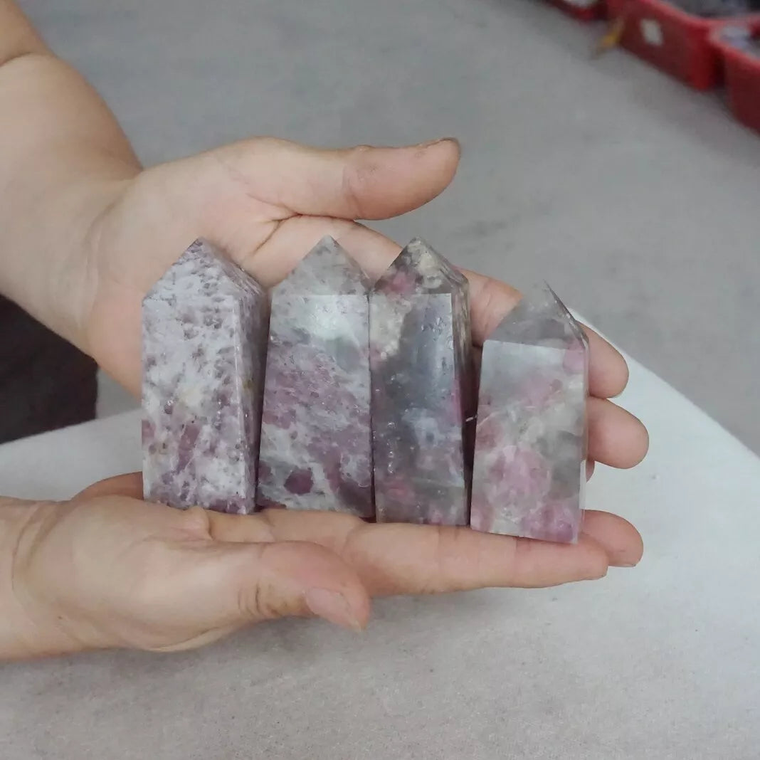 2KG,4.4LB 22Pcs Natural Red Tourmaline Quartz Crystal Points Tower Obelisk Healing,Wholesales Lot.