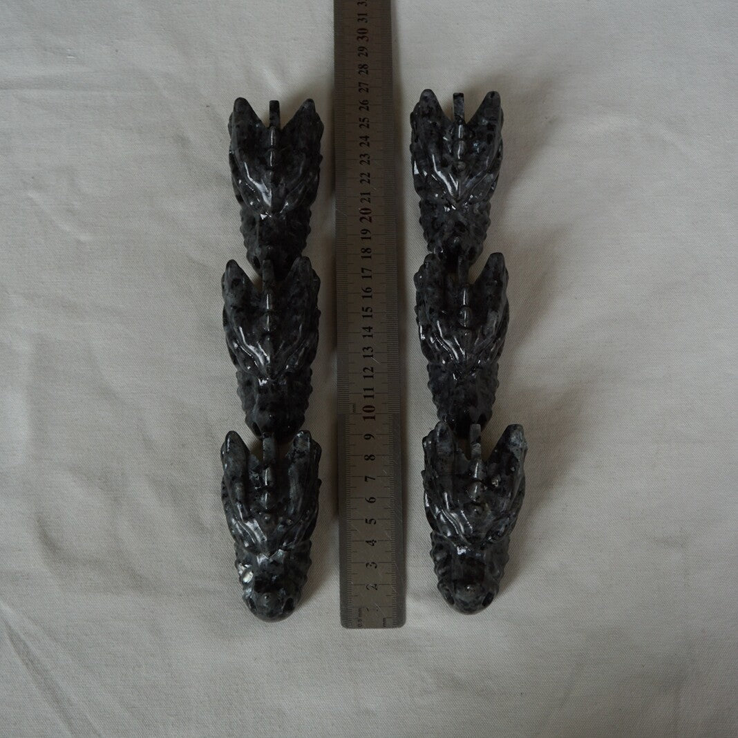 10Pcs 1.8KG 4LB Natural Flashy Larvikite Labradorite Crystal Dragon Head Carving 8cm