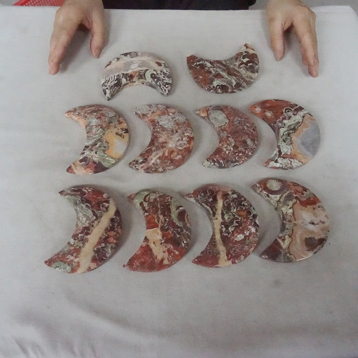 10Pcs 1.8KG Natural Money Agate Wealth Abundance Crystal Moon Chakra Stone Healing