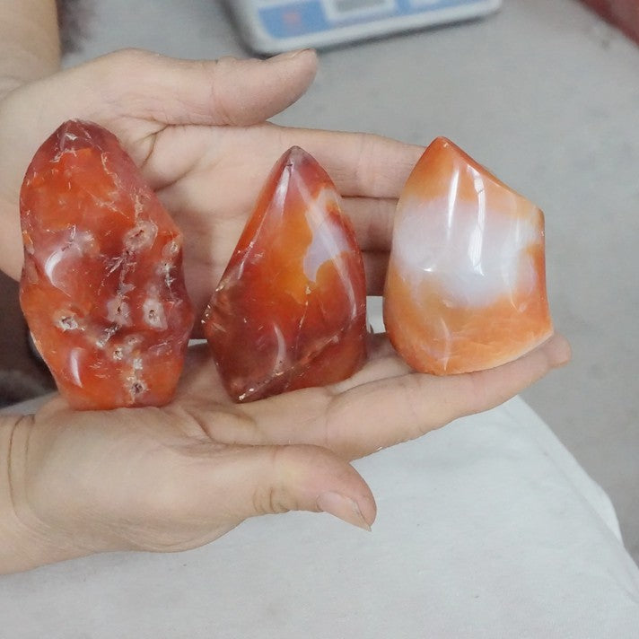 5KG 11LB 35Pcs Natural Red Carnelian Agate Crystal Flame Point Carved Polished Healing
