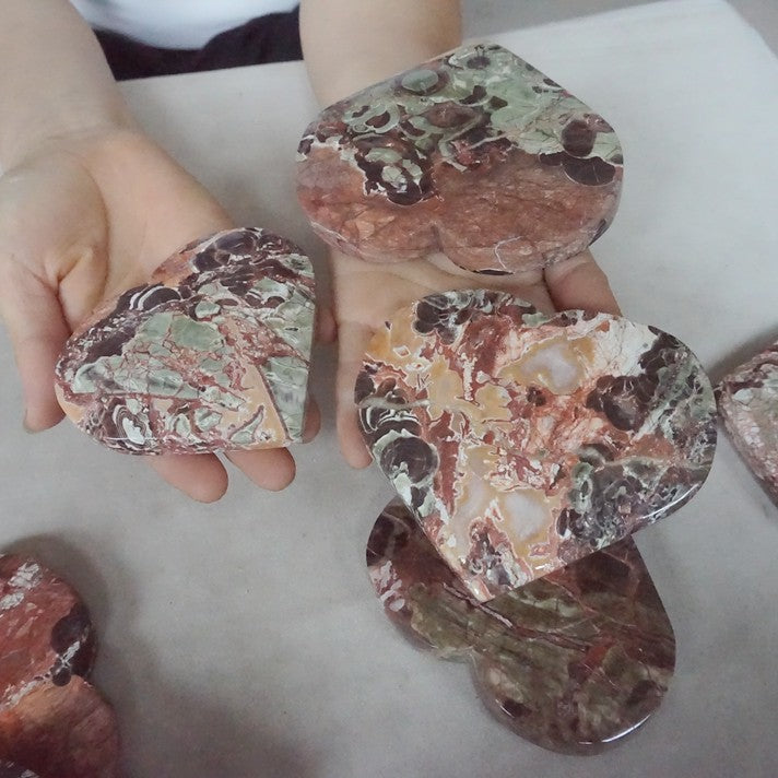 10Pcs 6LB Natural Money Agate Wealth Abundance Crystal Heart Chakra Stone Healing