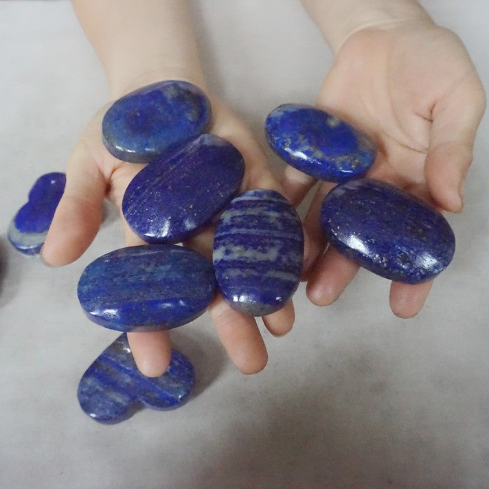 24 Pcs 2KG 4.4LB Natural Lapis Lazuli & Pyrite Crystal Palm Stone and Heart Carved Healing