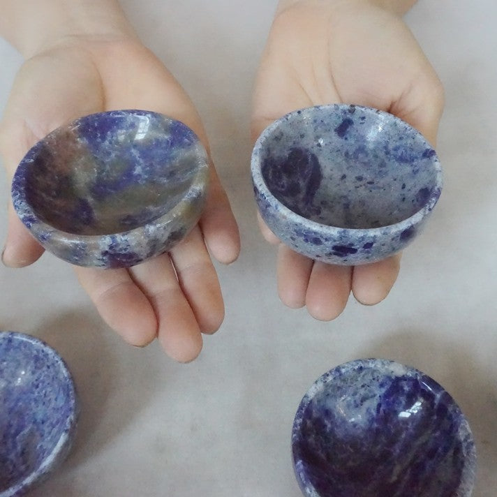 10Pcs 3.3LB Natural Blue Sodalite Stone Quartz Crystal Bowl Carving Healing wholesales