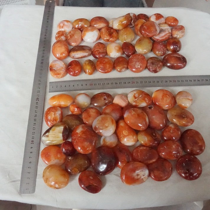 5KG 11LB 70Pcs Natural Red Carnelian Agate Crystal Palm Stone Polished Healing