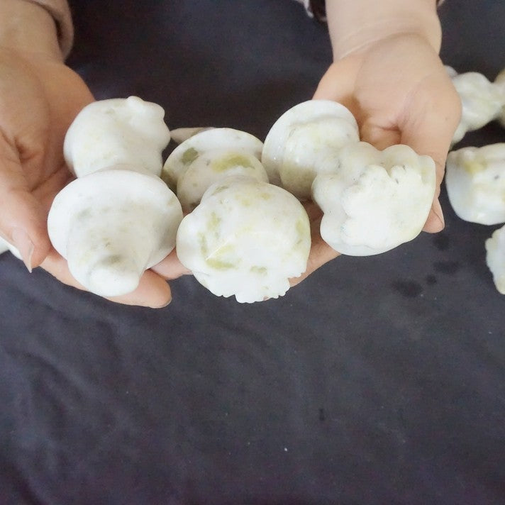 10Pcs 2.5KG 5.5LB Natural Cauliflower Jasper Crystal Wizard Cat Carved Sculpture Carvings Healing