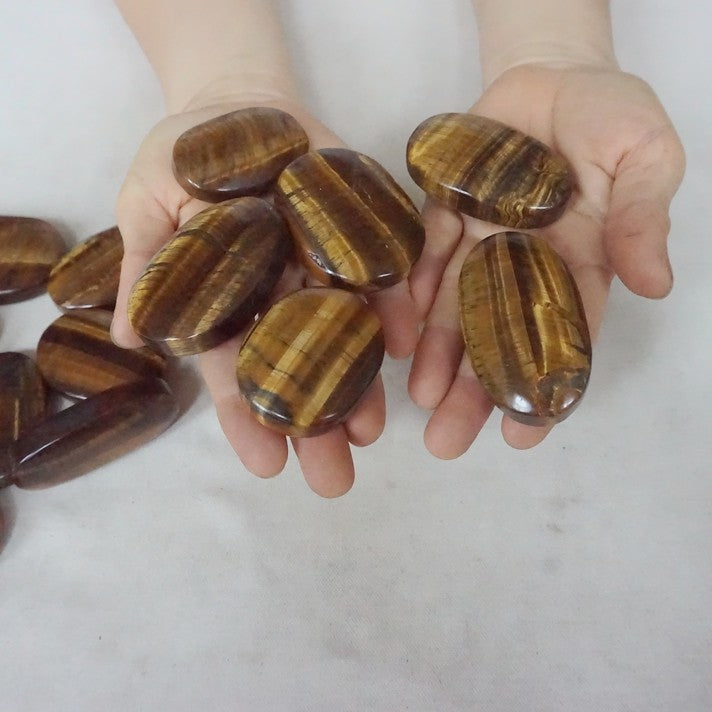 4.4LB 34Pcs Natural Yellow Tiger Eye Quartz Crystal Palm Tumbled Stones Healing Bulk
