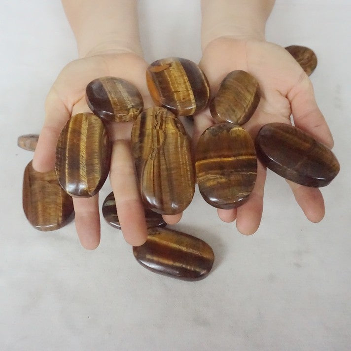 4.4LB 34Pcs Natural Yellow Tiger Eye Quartz Crystal Palm Tumbled Stones Healing Bulk