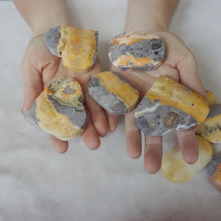 26Pcs 2KG 4.4LB Natural Bumble Bee Jasper Quartz Crystal Heart Palm Stone Healing