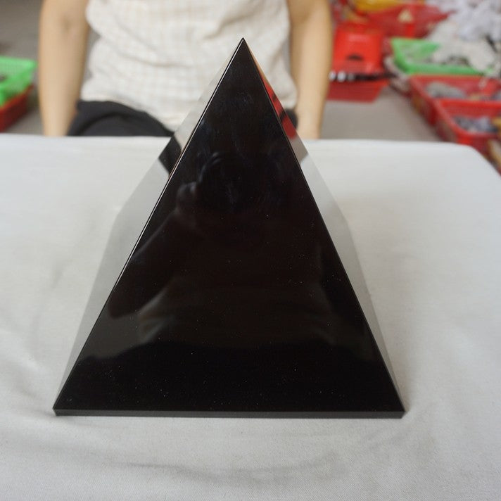 14.9LB 7.7" Natural Reiki Energy Charged Black Obsidian Pyramid Crystal Healing