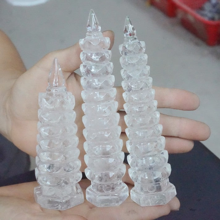10Pcs Cute Natural Clear Quartz Crystal Point wenchang Tower Pagoda Healing