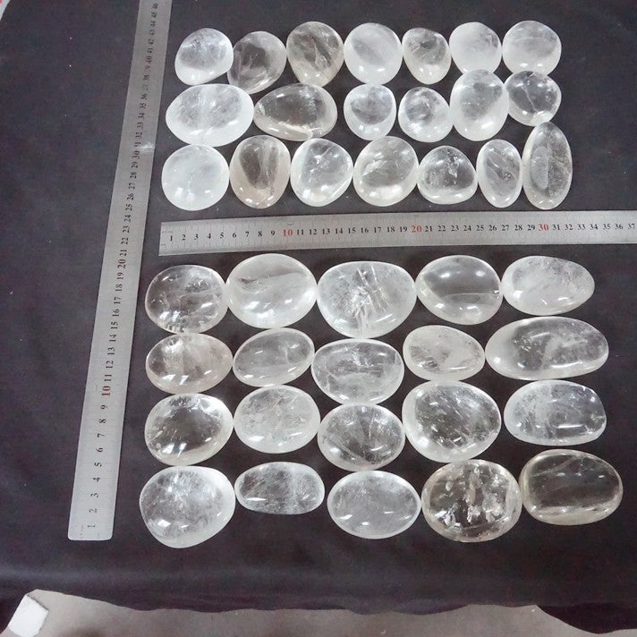 11LB 40Pcs Natural White Clear Quartz Crystal Palm Tumbeld Stone Healing
