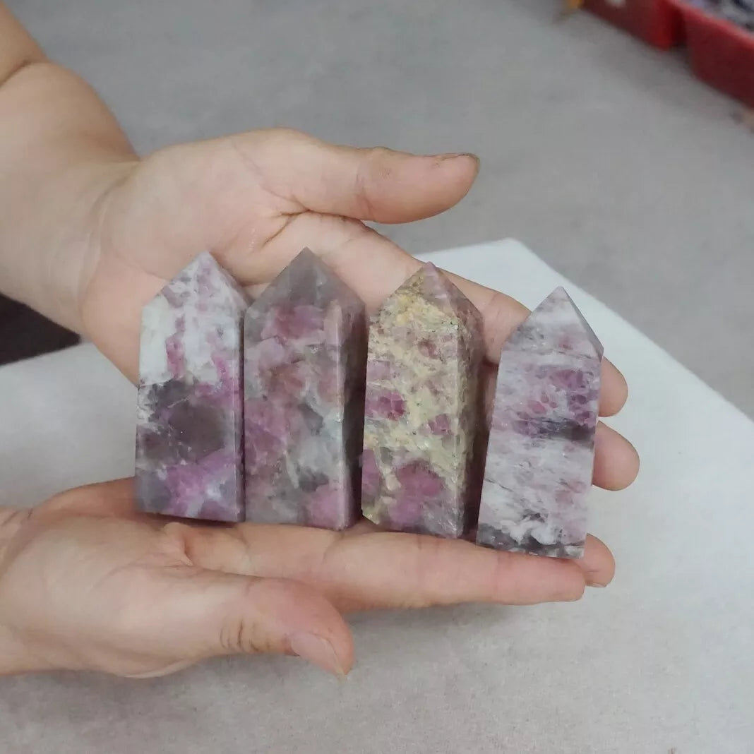 2KG,4.4LB 22Pcs Natural Red Tourmaline Quartz Crystal Points Tower Obelisk Healing,Wholesales Lot.